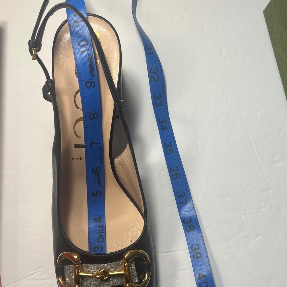 NWT Gucci Horsebit Slingback Pump Leather Heels in Black Women's Shoes Size 41 - Picture 15 of 16